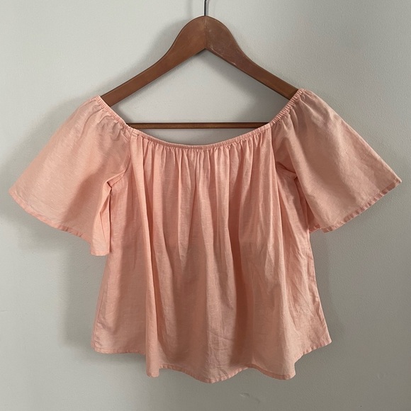 Express Salmon OFF Shoulder Top With Stretch Inner Tube Top Sz XS - Picture 1 of 5